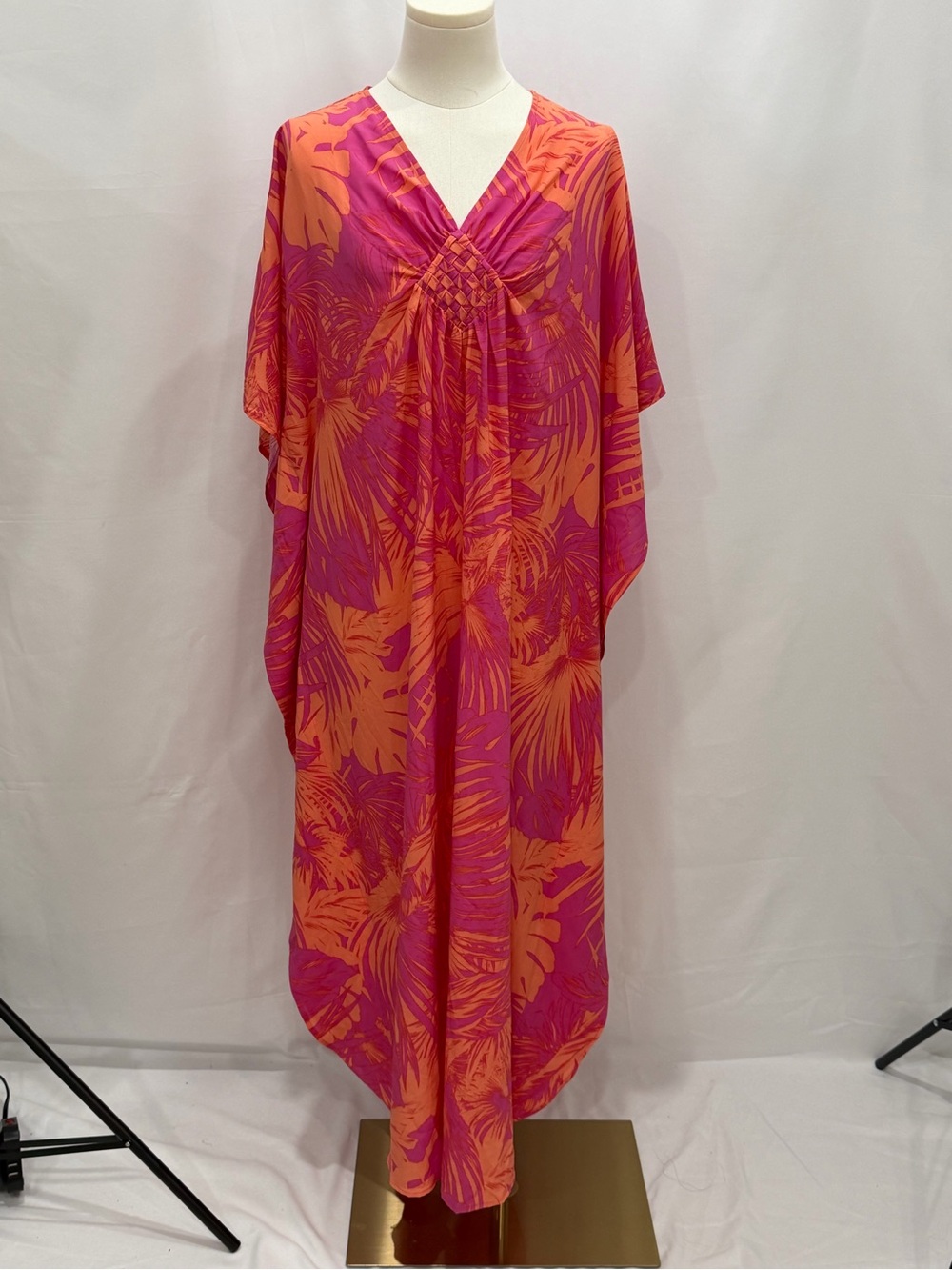 NWOT Brandis Dress Out Loud Pink Orange Cheat the Heat Caftan S
